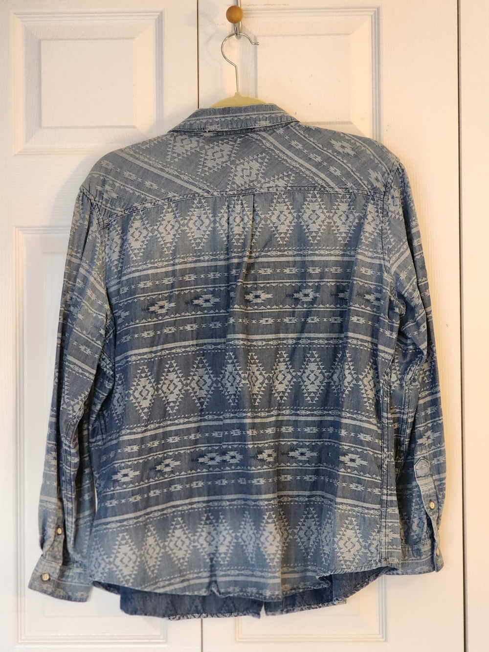 ARIAT Vintage Blue Aztec-Pattern Button-Down Shirt Plus Size XXL - Picture 5 of 11